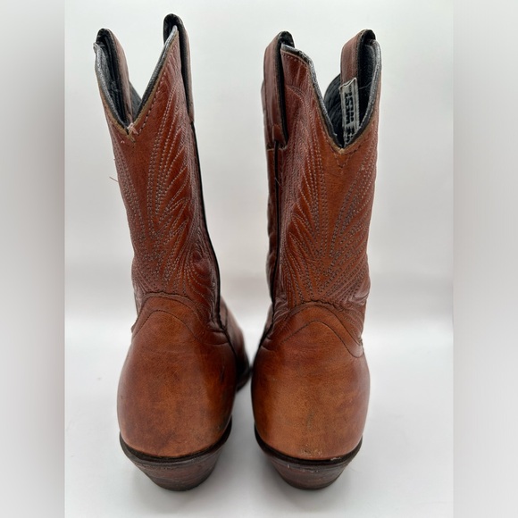 Vintage CODE WEST Tan Leather Cowboy Boots Midi Western BOHO Women’s SZ 7 - Picture 6 of 10